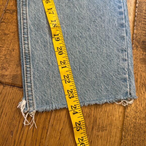 Zara Jeans Womens 6 Light Wash Denim Raw Hem Straight Leg Crop Cut Off High Rise - Picture 5 of 7